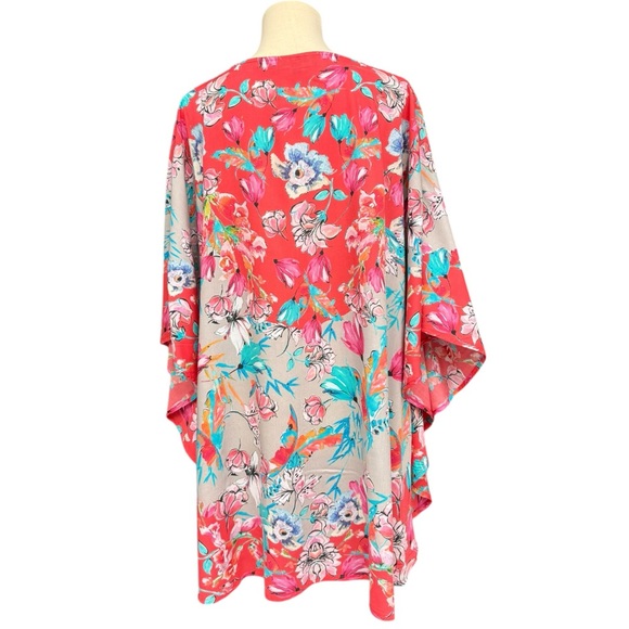 Tolani Collection Floral Boho Tunic Kimono Top LP Pink Blue Modal - Picture 4 of 12